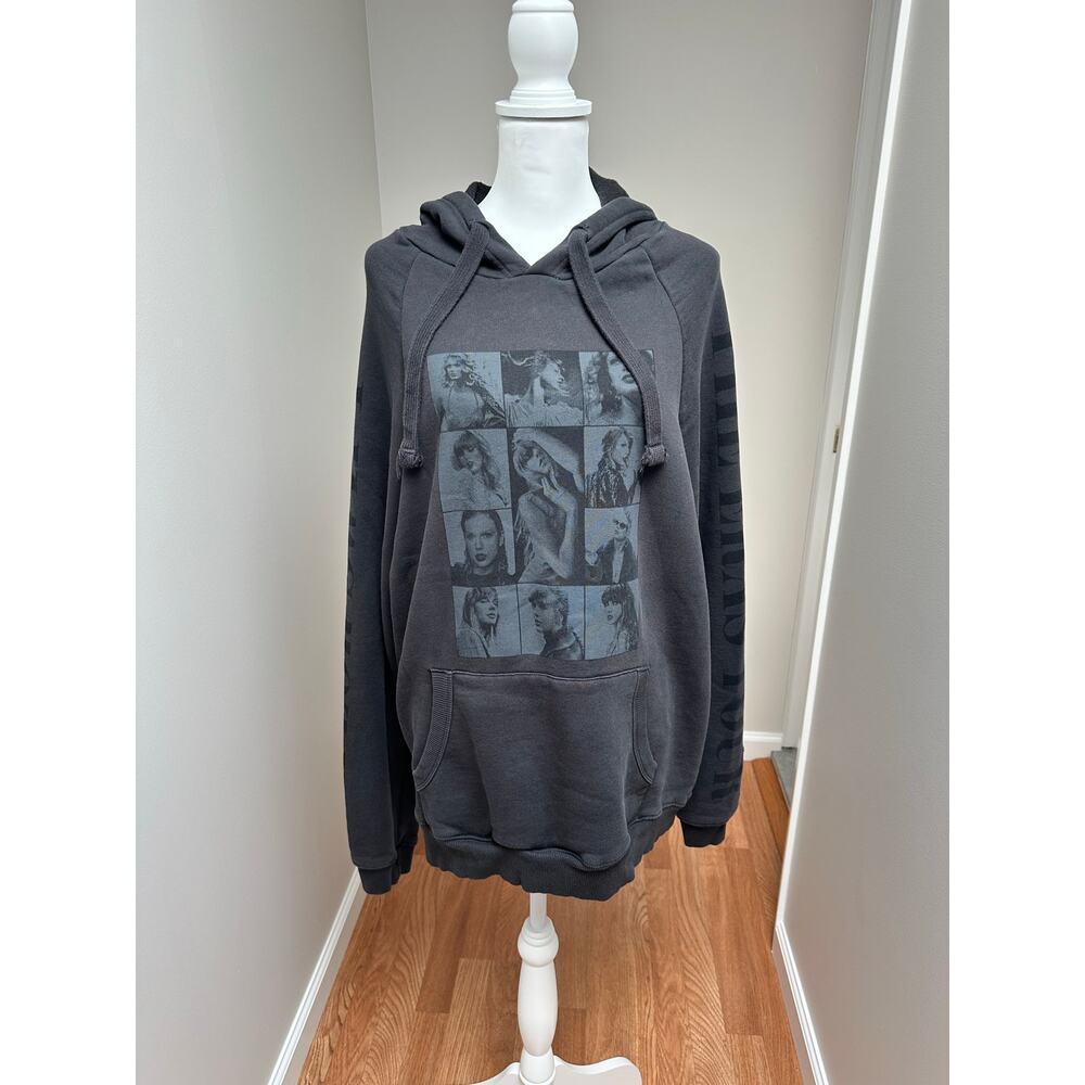Taylor Swift The Eras Tour Faded Black Drawstring Hoodie Large